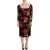 Dolce & Gabbana Dames Zwart Rood Rozen Sheath Stretch Zijde Jurk