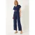 Lange Poplin Jumpsuit met Hemdnek en Knopsluiting