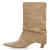 Manfield suède halfhoge laarzen met flap beige
