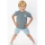 No Way Monday T-shirt met backprint grijsblauw