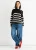 Zwarte gestreepte kabeltrui met knopen, oversized