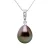 Hanger Diamonds 0.010 Cts en zwarte parel Pear 9-10 mm 18K wit Geleverd met ketting