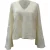 Iris & Ink top met V-hals en lange mouwen in crèmekleurig polyester met textuur