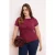 Trendyol Curve Dames Bordeaux Effen Kort Getailleerd Grote maten Blouses
