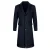 Heren Knielange Winter Wollen Jas Slim Fit Turn-Down Kraag Zakelijke Jassen Blauw