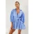 TRENDYOLMİLLA Dames Blauw Effen Extra Kort / Super Mini Driekwart mouw Strandkleding Skater Strandjurken