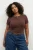Trendyol Curve Dames Bruin Effen Kort Getailleerd Grote maten Blouses