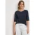 Street One Dames Basic Shirt met ronde hals in Unifarbe in Blauw