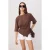 TRENDYOLMİLLA Dames Bruin Effen Kort Regular fit T-shirts