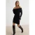 TRENDYOLMİLLA Dames Zwart Effen Kort / Mini Lang Bodycon Jurken