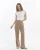 Dames Dubbel Crêpe Grassteek Detailed Zak Palazzo-broek Nerts