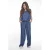 Zoso wide leg high waist casual broek dark blue denim