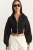 Hooded Slim Fit Geribbelde Knit Crop Sweatshirt