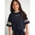 LOOXS little boxy gestreept T-shirt met tekst – donkerblauw