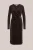 WE Fashion – Dames midi jersey jurk met goud accent – Donkerbruin –