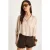 Gestreept Crop Shirt met Textuur, Knoopsluiting en Pocket