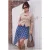 Trendyol Curve Dames Blauw Geruit Maxi Asymmetrisch Grote maten Rokken
