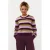 Ydence gebreide gestreepte trui met wol – aubergine