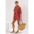 TRENDYOLMİLLA Dames Bruin Gestreept Extra Kort / Super Mini Driekwart mouw Strandkleding Recht Strandjurken