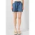 QS regular fit gestreepte denim short – mediumblauw denim