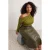 Trendyol Curve Dames Groen Effen Driekwart mouw Getailleerd Grote maten Blouses