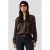 QS blouse met plooien – donkerbruin