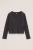 WE Fashion – Meisjes T-shirt van ribstof met strikdetail – Donkergrijs – Katoen –