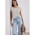 Street One Dames Shirt met korte mouwen, ronde hals en print in Beige
