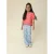 LOOXS little wide leg jeans met hartjes light blue denim