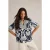 White Stuff Ash Linen Blend Top Navy Print