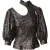 Ganni top met tijgerprint, pofmouwen en lurex gebreide stof in meerdere kleuren, polyester