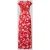 Apricot maxi-jurk van viscose met v-hals en smokdetails