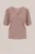 WE Fashion – Dames T-shirt met opengewerkt structuur – Regular fit – Roze –