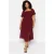 Trendyol Curve Dames Bordeaux Effen Midi Kort Casual A-lijn Grote maten Jurk