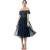 Maya Deluxe Dames/Maatschappij Sequin Bardot Korte Mouwen Midi Jurk (Marineblauw)