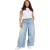 Brave Soul Dames/Dames Ringer Crew Hals Plus T-shirt (Wit, Marine)