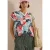 Blouse met gespleten hals en printmix