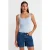 Slim Fit Ribbel Katoenen Blouse met Vierkante Hals
