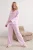 TRENDYOLMİLLA Dames Roze Gestreept Lang, Regular fit Pyjama- Sets