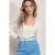 Gestructureerde Vierkante Kraag Lange Mouwen Blouse