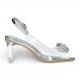 Laura Vita Mira 01 instapsandalen met Cinderella-hak in transparant zilver voor dames