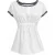 Witte top met korte mouwen en getailleerde snit, afgewerkt met contrasterende bies.