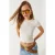 Geribbelde Crop T-shirt met Rimpelrand en Ronde Halslijn