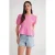 Gestructureerde Mousseline Blouse met Ronde Hals en Knopen Sluiting