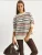Bianco Lucci Oversized trui  bruin gemêleerd / rood / zwart / natuurwit