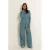 CLAUDIA BY CLAUDIA STRÄTER travelstof wide leg high waist broek petrol