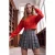 TRENDYOLMİLLA Dames Rood Effen Lang Regular fit Sweatshirts