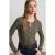 Geribde Crew Neck Knop Blouse