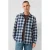 QS regular fit geruite overhemd – donkerblauw