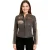 Dames vintage bruine leren bikerjack met racebadges – Dalby
